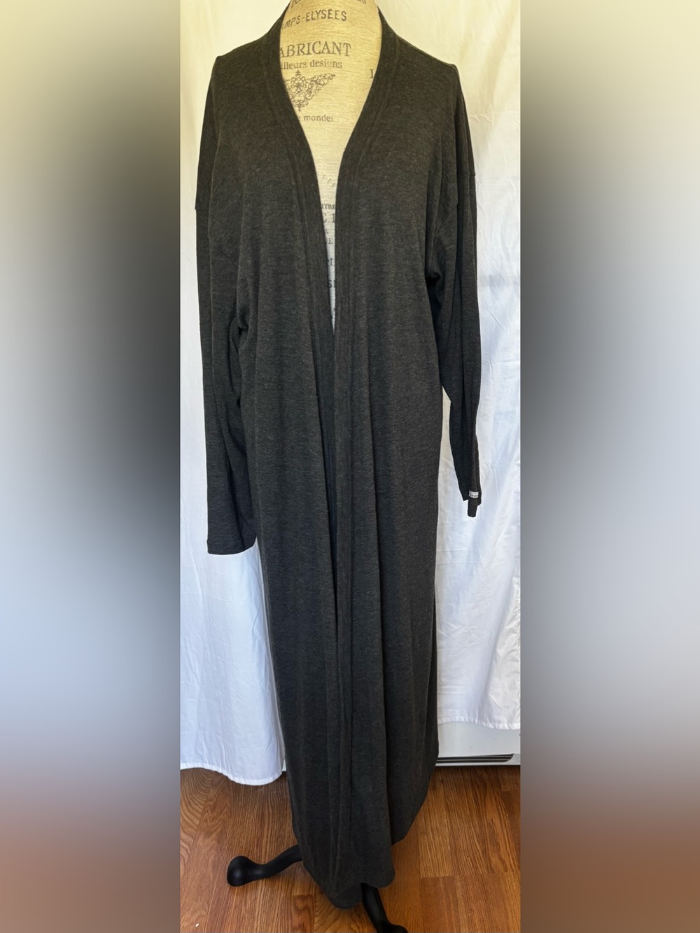 Avenue Women’s Open Duster Cardigan in Charcoal Grey Sz XL